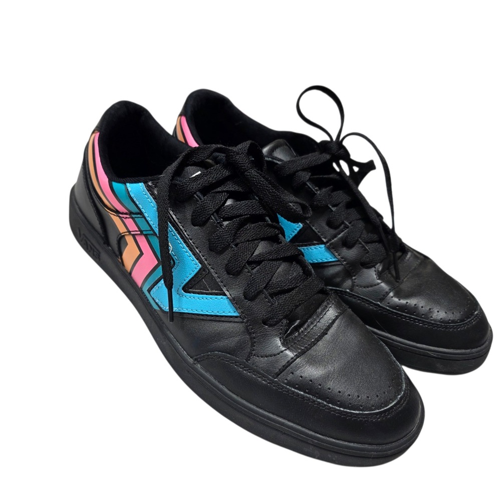 Vans Skate Shoes‎ Black Low Top Lace Up Colorful Chevron Logo Men Size 12